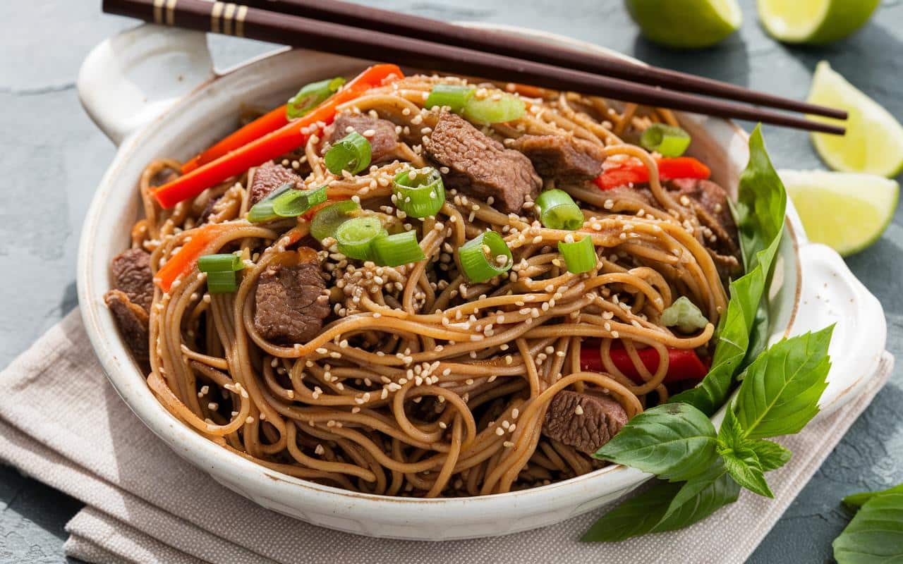 Capodanno cinese: la ricetta delle tagliatelle saltate con manzo, profumate e saporite